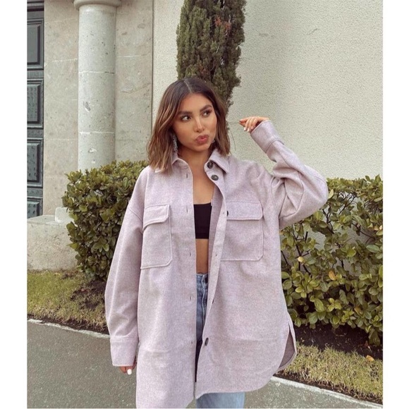 H&M shirt Shacket jacket pink small bloggers favorite - Picture 2 of 12